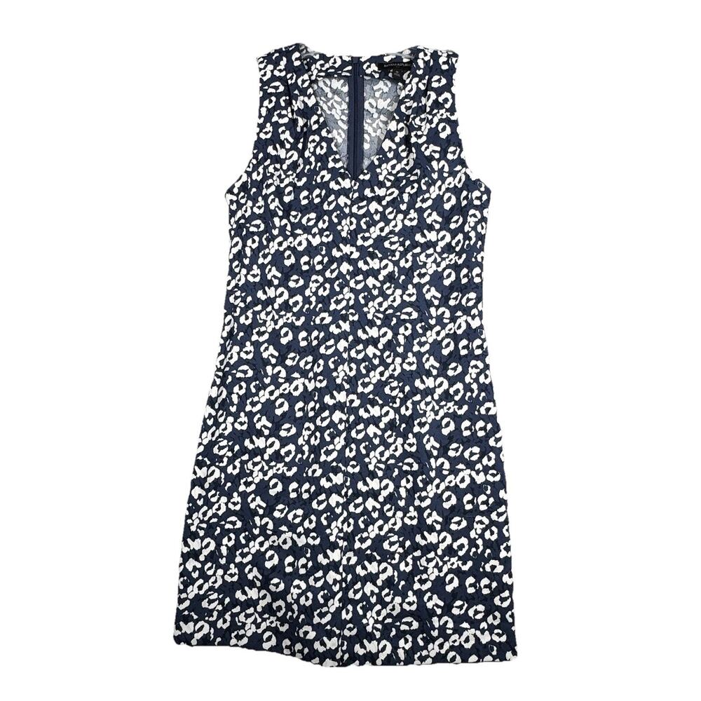 Banana Republic Dress Womens 0 Blue White‎ Cheetah Sheath Office Work Career